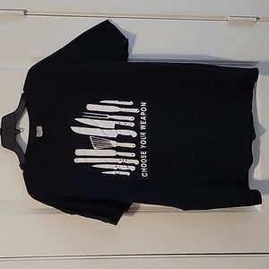 Like New B&C Collection Black Choose Your Weapon Dark Humor Chef T-Shirt 🌈